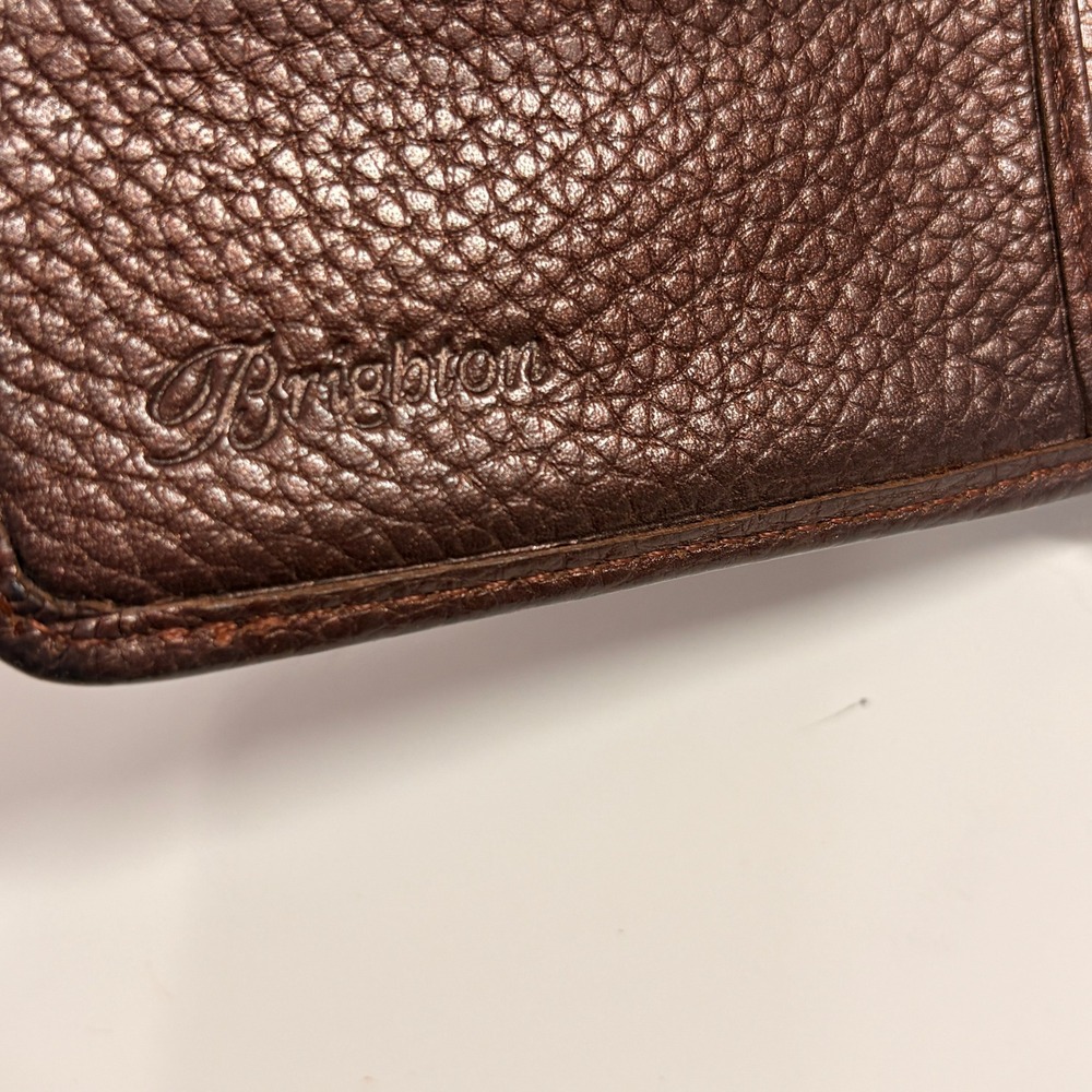 Brighton Womens Small Croc Embossed Leather Trifold Wallet Braided Western Boho - Picture 4 of 13